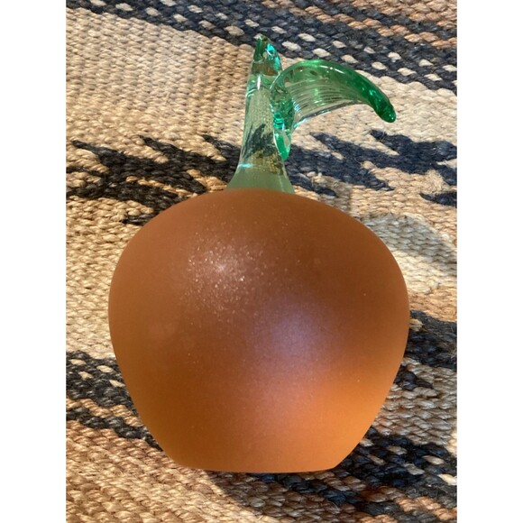 Frosted Glass Art Peach Paperweight by Crowning Touch With Sticker Made Taiwan - Picture 5 of 16